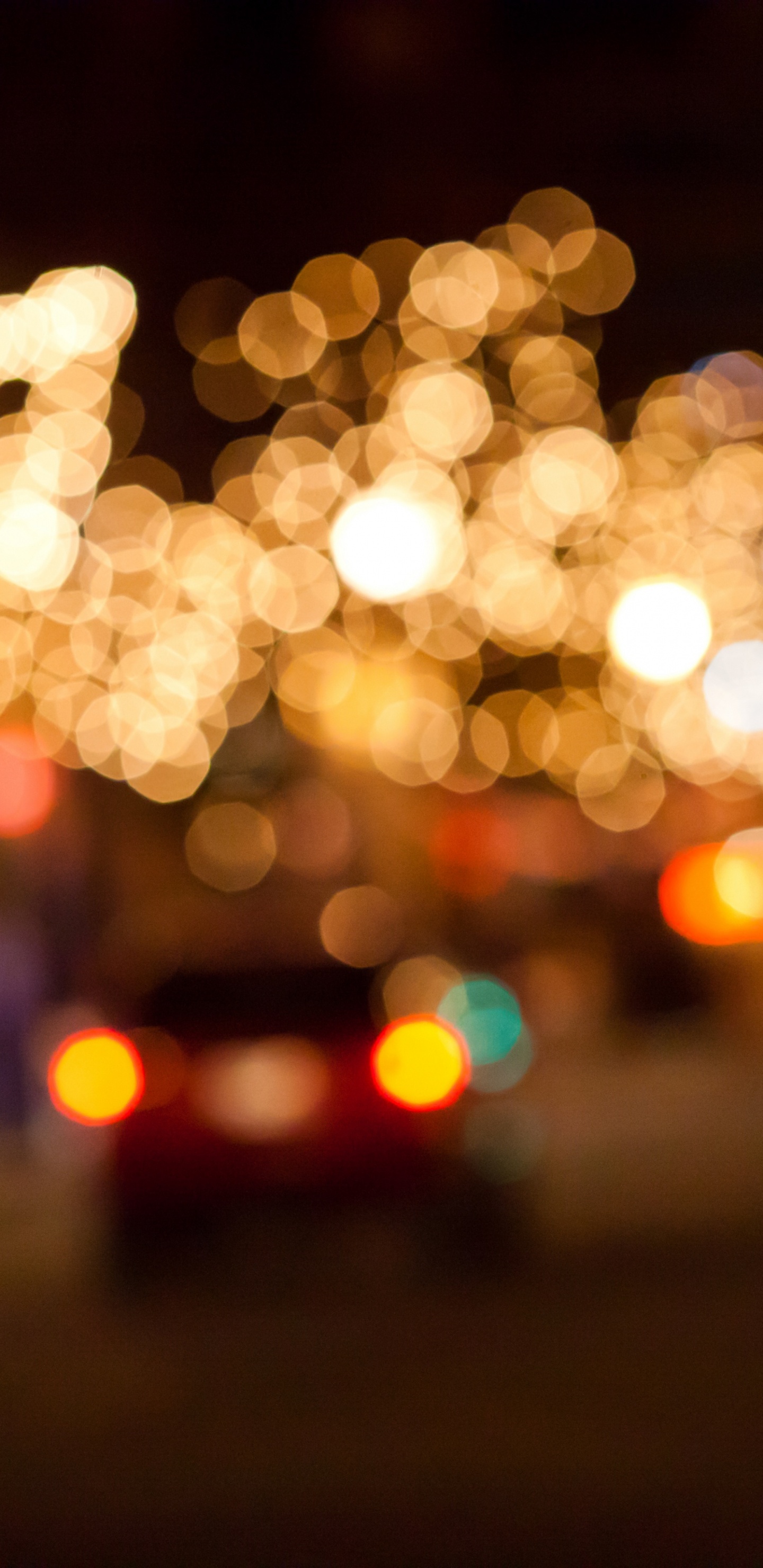 Обои ночь, свет, освещение, Рождественские украшения, андроид в разрешении 1440x2960