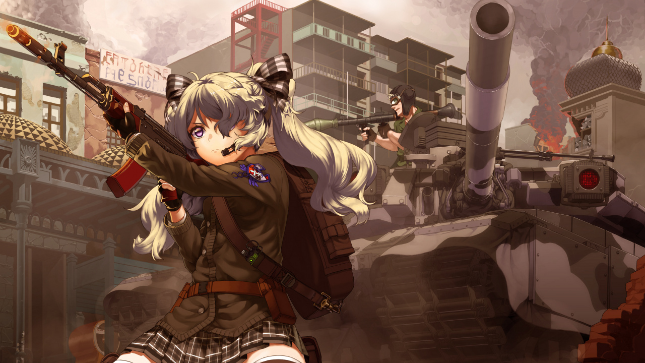 Обои аниме, Девушки с оружием, компьютерная игра, иллюстрация, игры в разрешении 1280x720