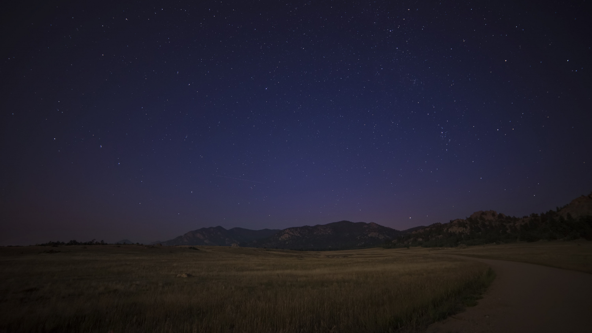 Обои ночь, ночное небо, атмосфера, горизонт, звезда в разрешении 1920x1080