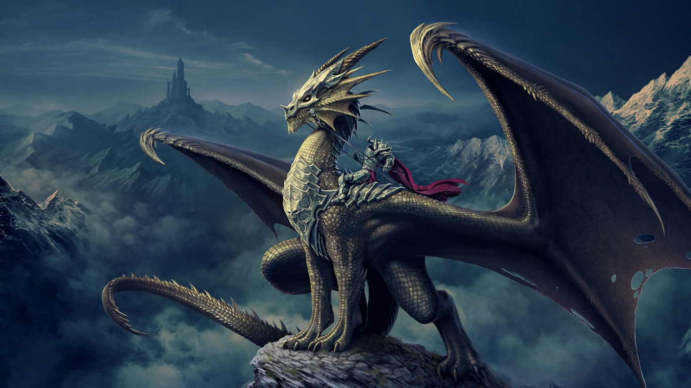 Обои дракон, мифическое существо, мифология, вымирание, небо в разрешении 1366x768