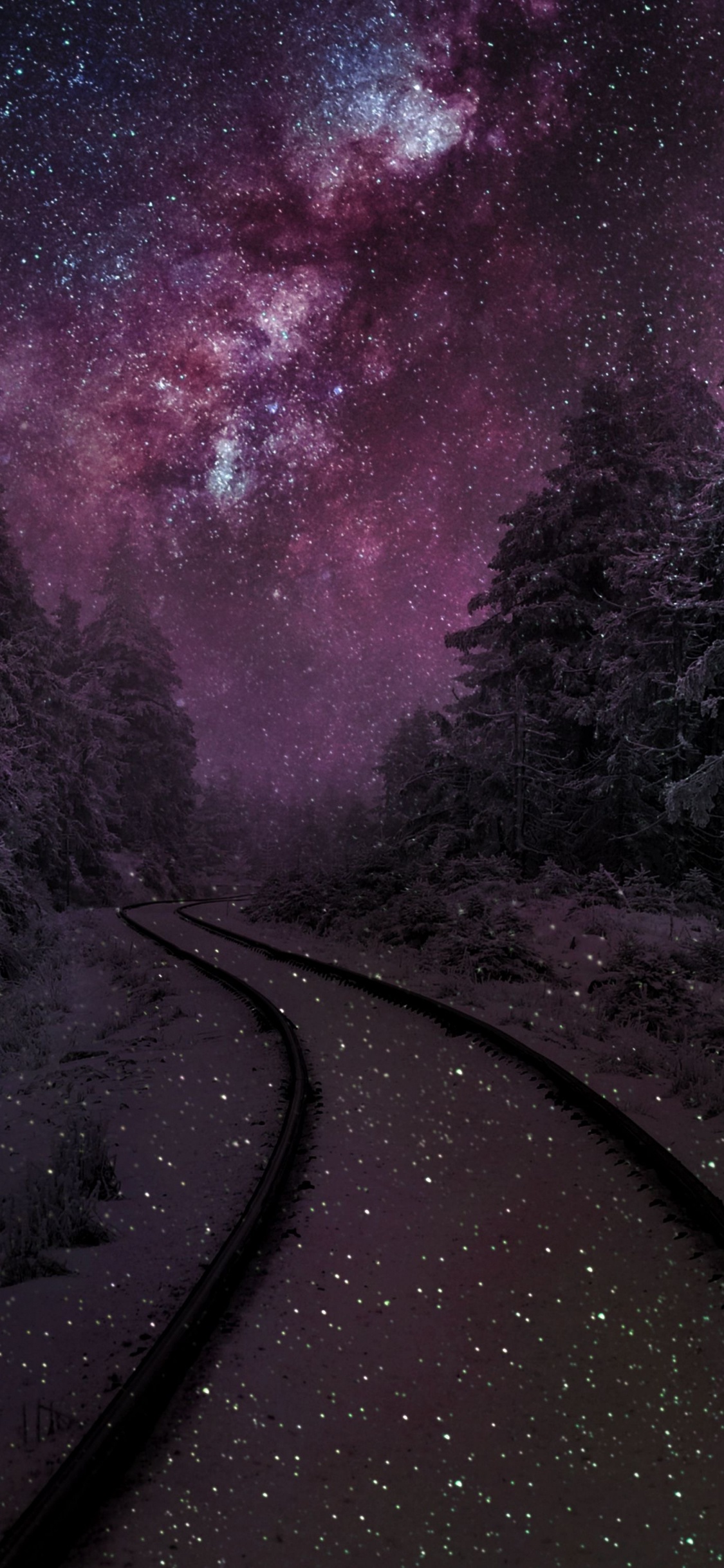 Обои ночь, природа, телефон, астрономический объект, Галактика в разрешении 1125x2436