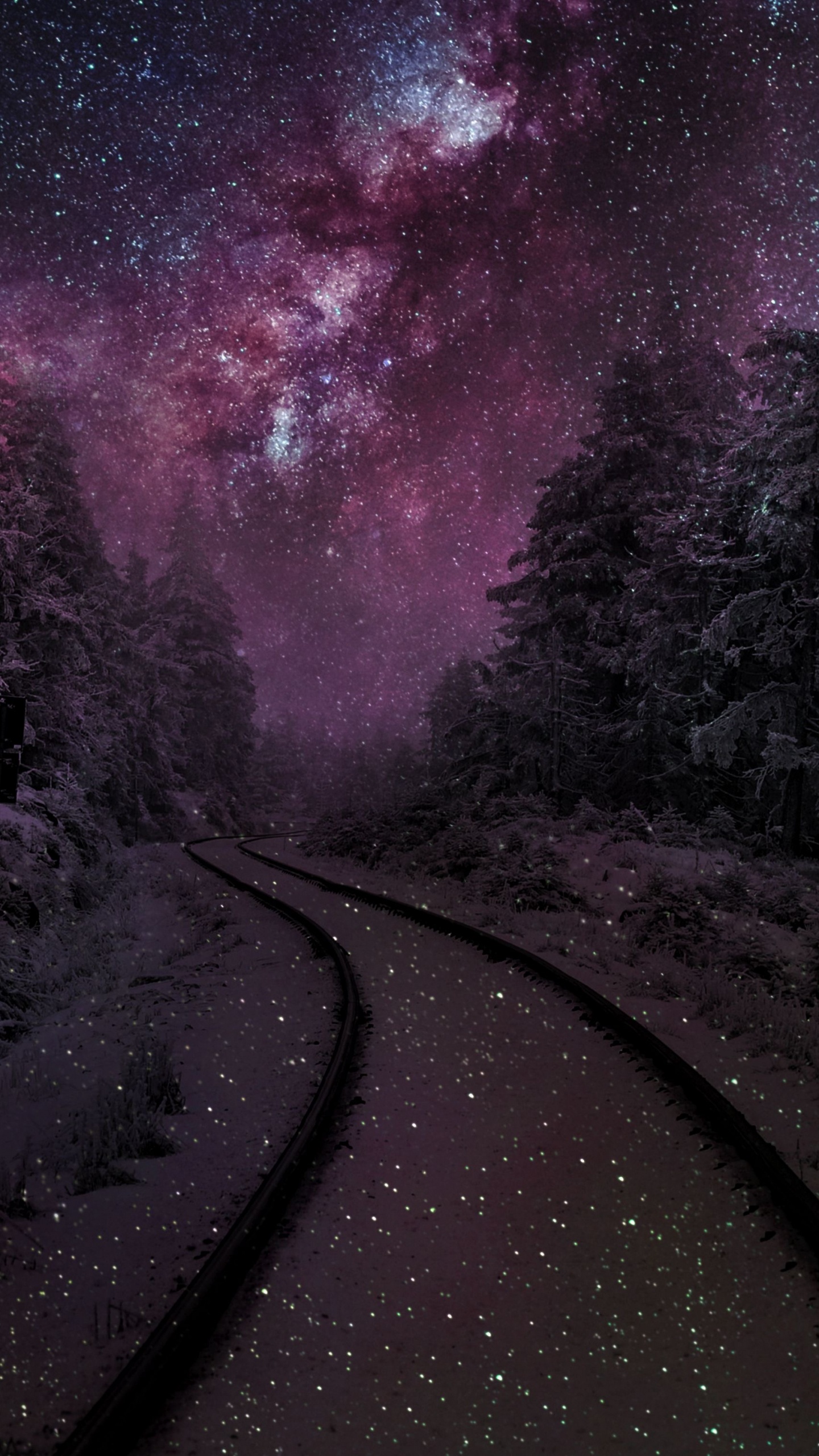 Обои ночь, природа, телефон, астрономический объект, Галактика в разрешении 1440x2560