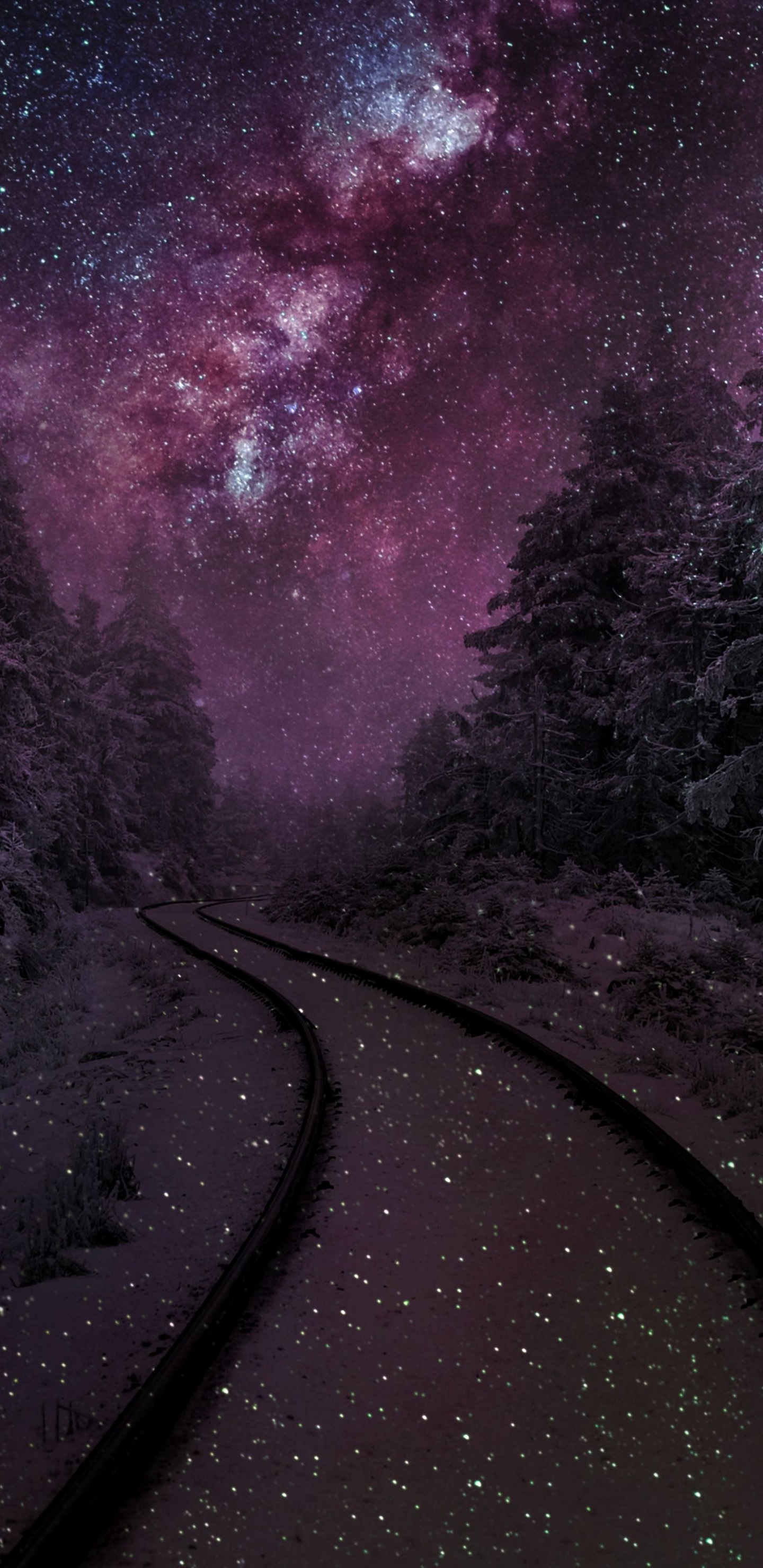 Обои ночь, природа, телефон, астрономический объект, Галактика в разрешении 1440x2960
