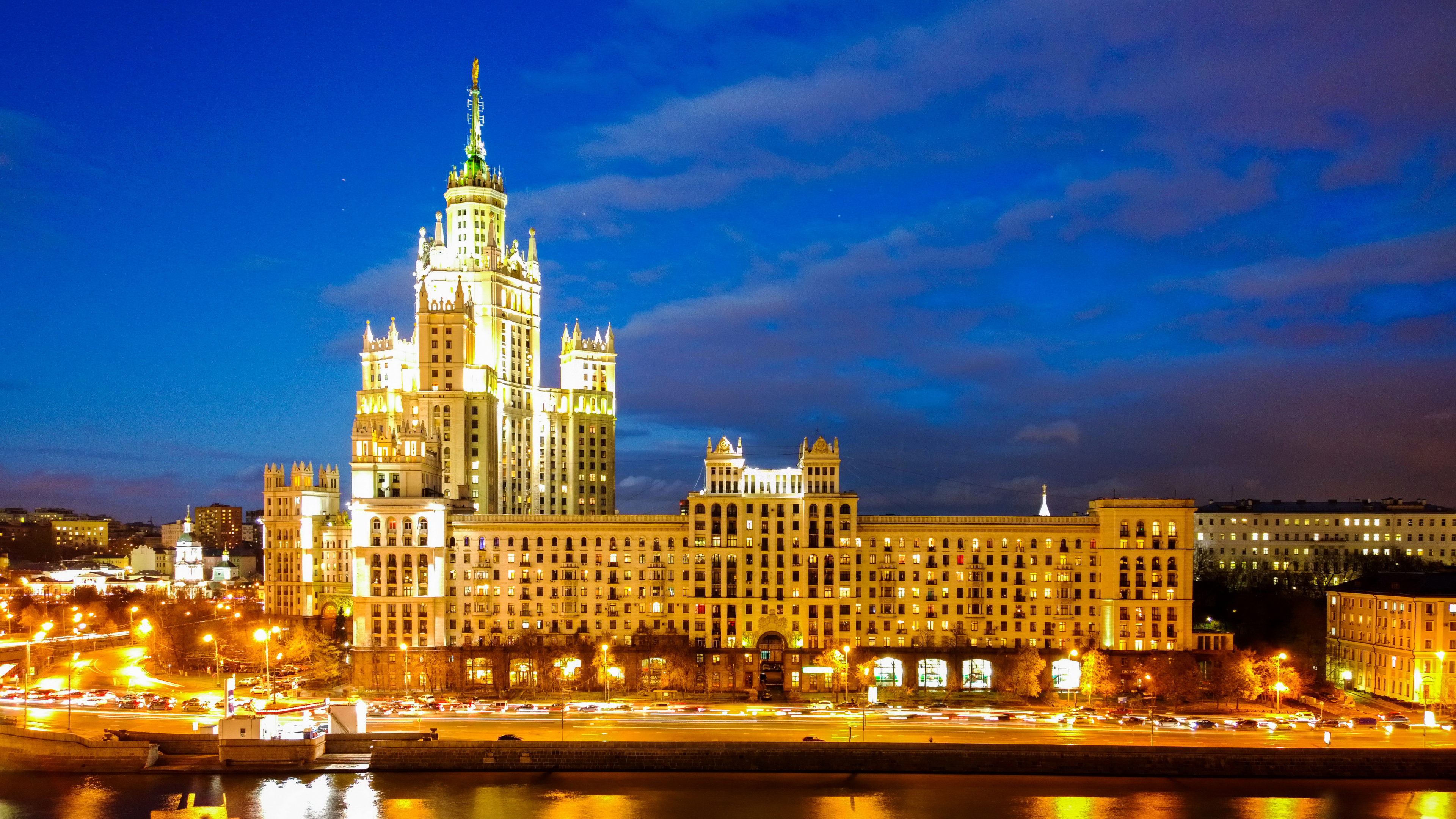 Обои ориентир, город, ночь, метрополия, городской район в разрешении 3840x2160