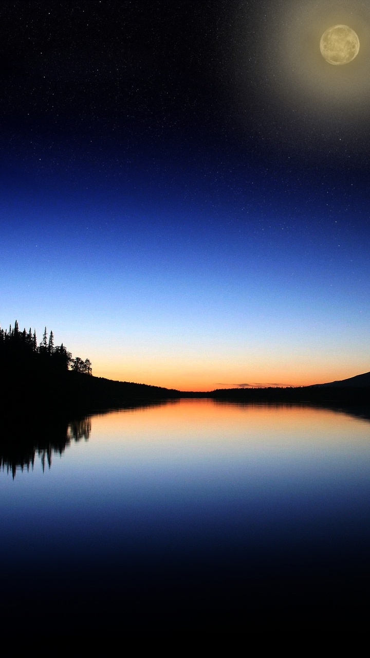 Обои отражение, природа, горизонт, природный ландшафт, вода в разрешении 720x1280