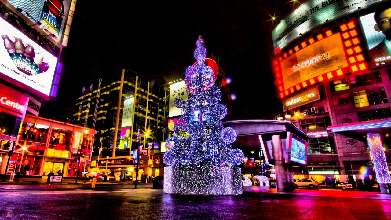 Обои ориентир, ночь, город, городской район, освещение в разрешении 1280x720