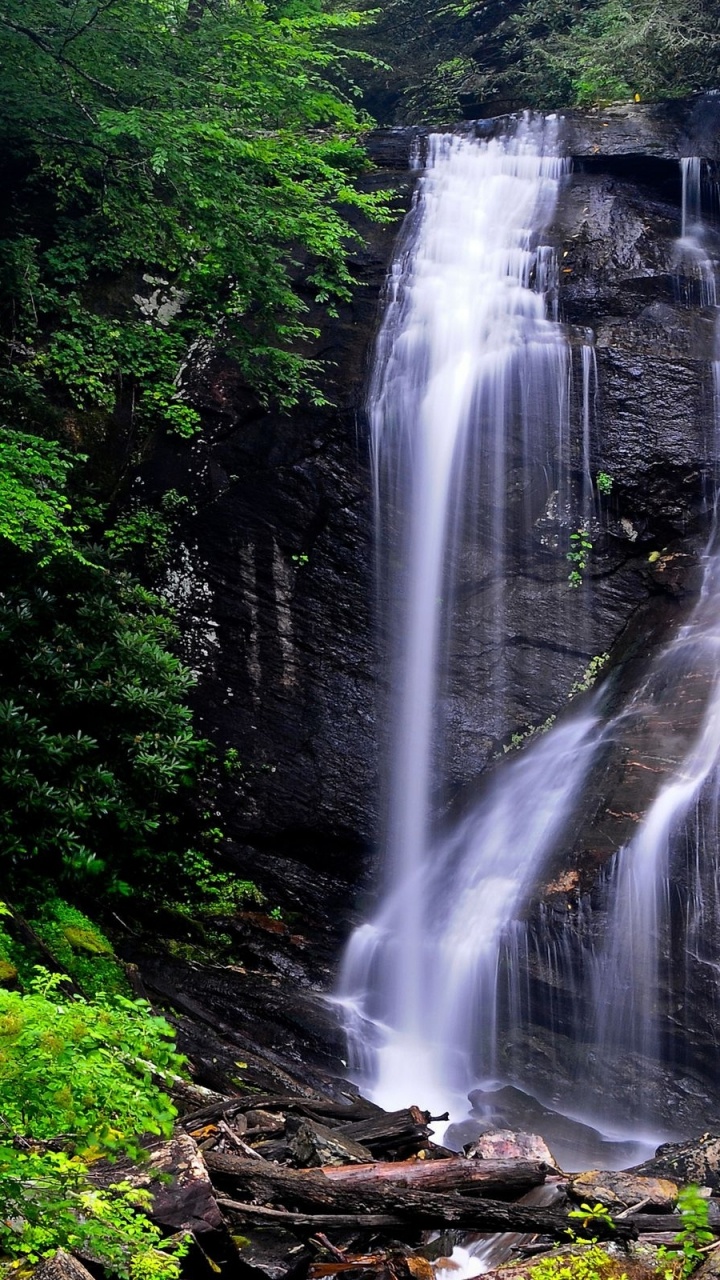 Обои водопад, водоток, гидроресурсы, водоем, растительность в разрешении 720x1280