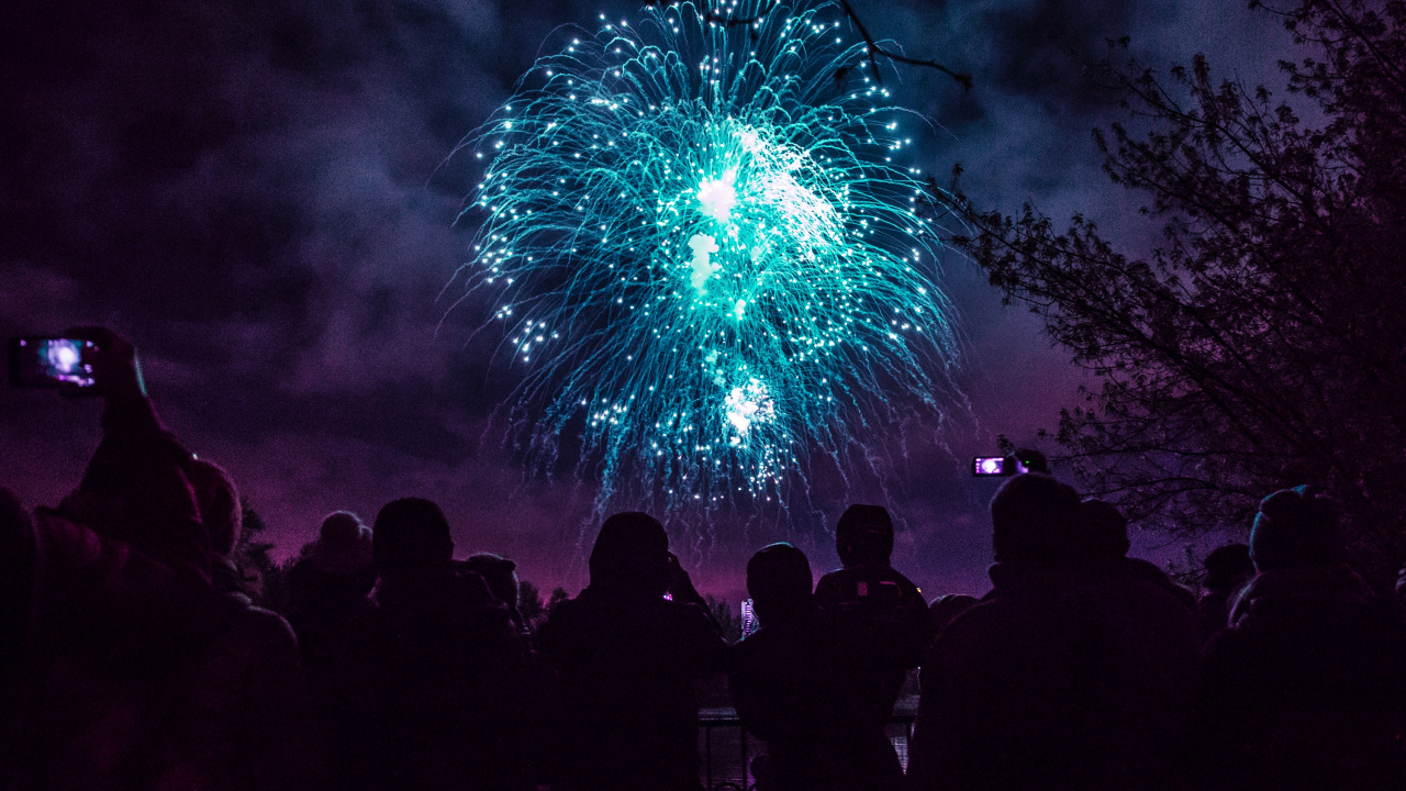 Обои салют, синий, пурпур, свет, событие в разрешении 1280x720