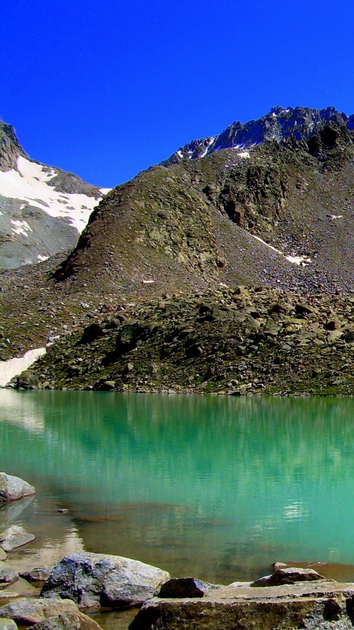 Обои горный рельеф, ледниковое озеро, природа, дикая местность, отражение в разрешении 720x1280