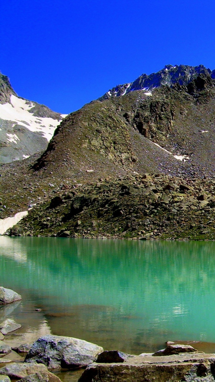 Обои горный рельеф, ледниковое озеро, природа, дикая местность, отражение в разрешении 750x1334