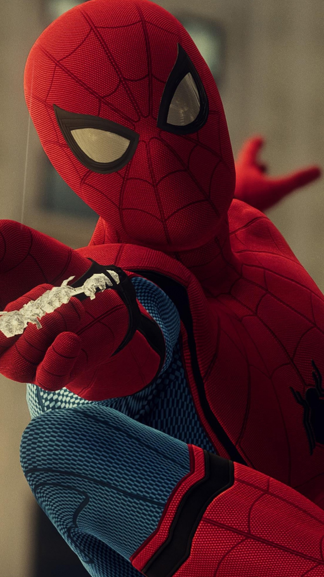 Обои человек-паук, Insomniac Games, супергерой, кармин, ткань в разрешении 1080x1920