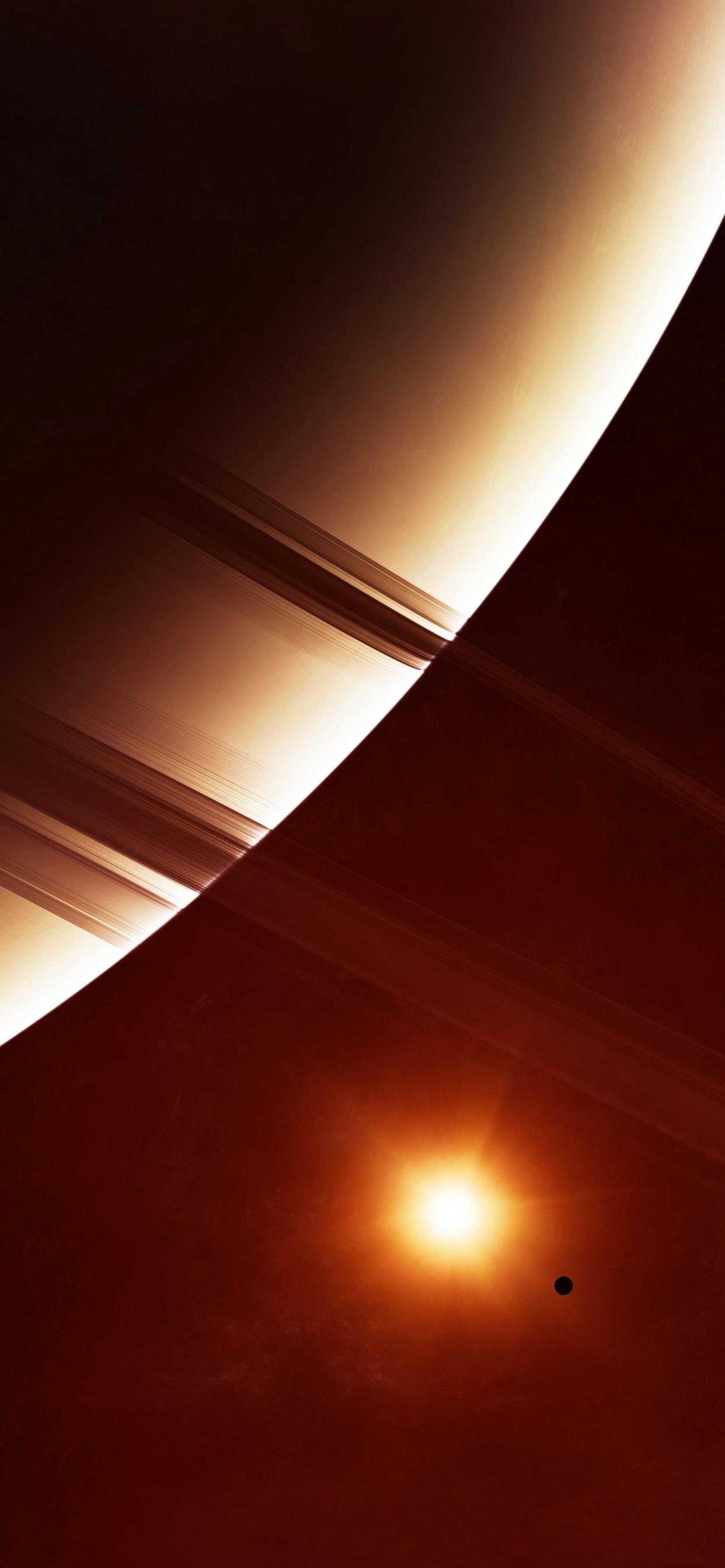 Обои система колец, Сатурн, планета, астрономический объект, свет в разрешении 1242x2688