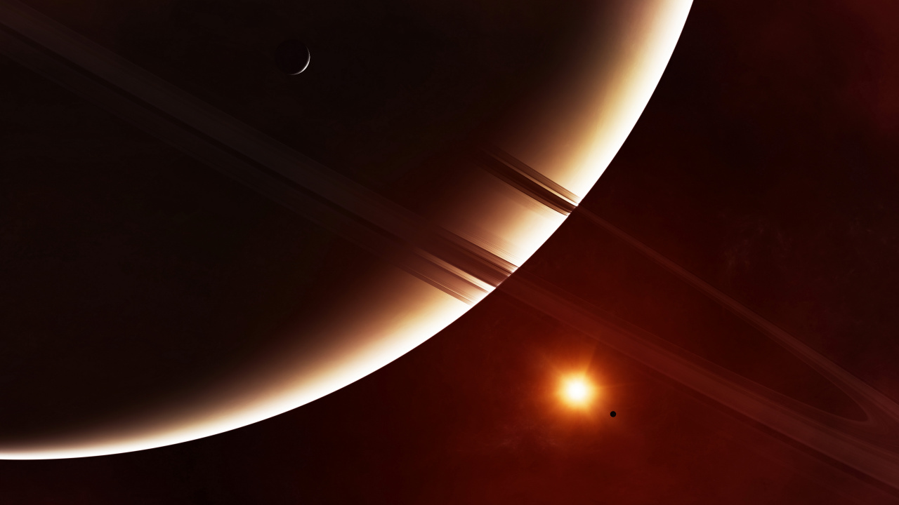 Обои система колец, Сатурн, планета, астрономический объект, свет в разрешении 1280x720