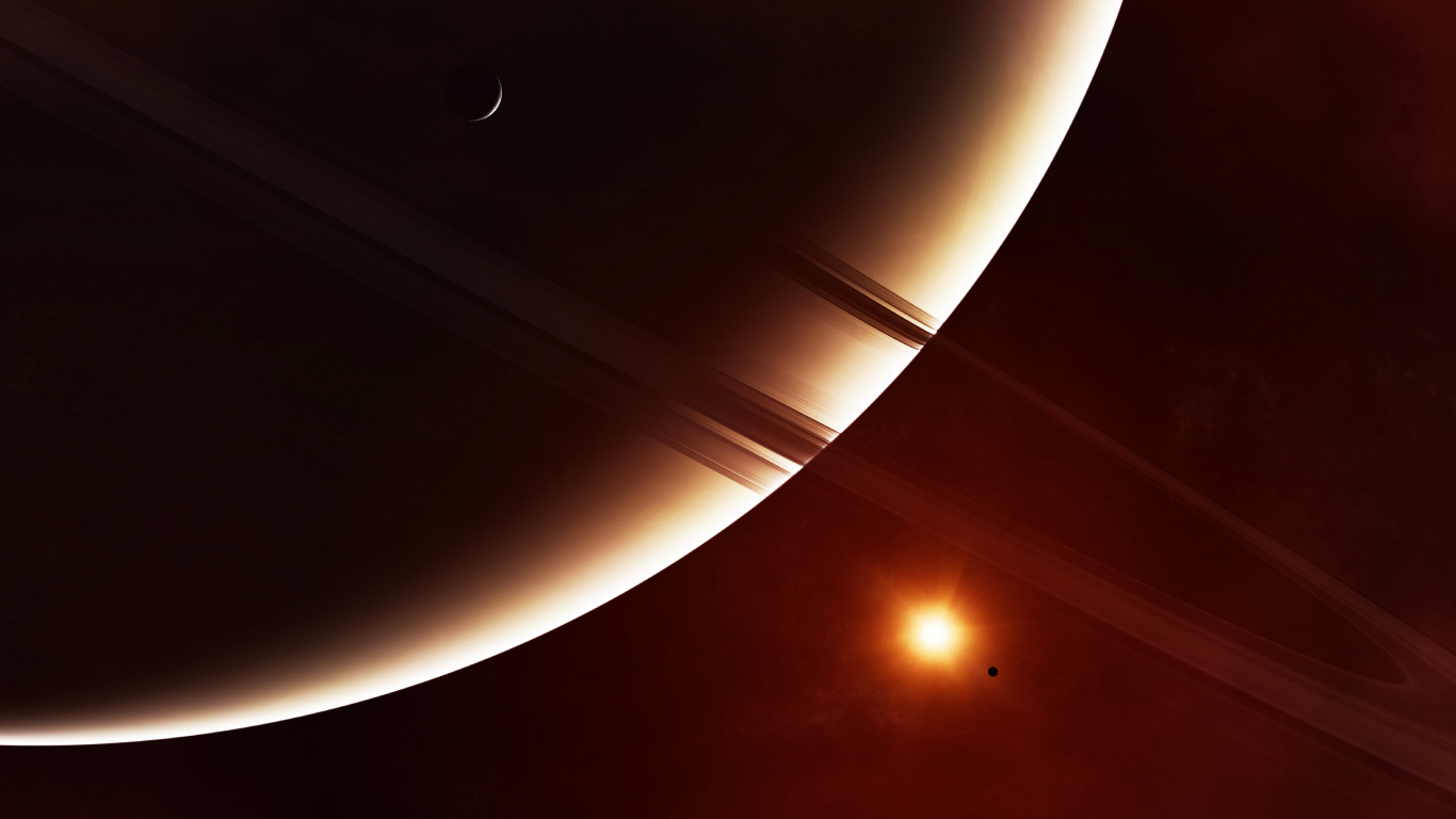 Обои система колец, Сатурн, планета, астрономический объект, свет в разрешении 1366x768