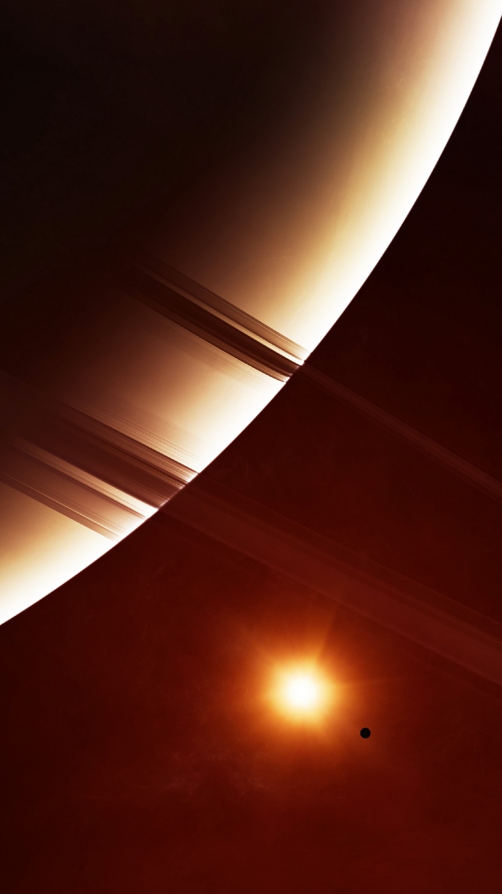Обои система колец, Сатурн, планета, астрономический объект, свет в разрешении 720x1280