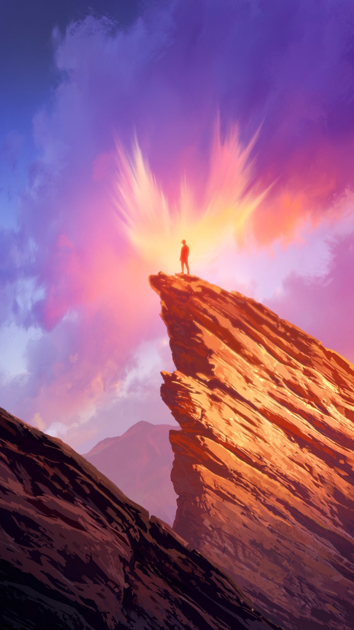 Обои амолед, иллениум красные скалы, парк красных скал и амфитеатр, подниматься, произведение искусства в разрешении 720x1280