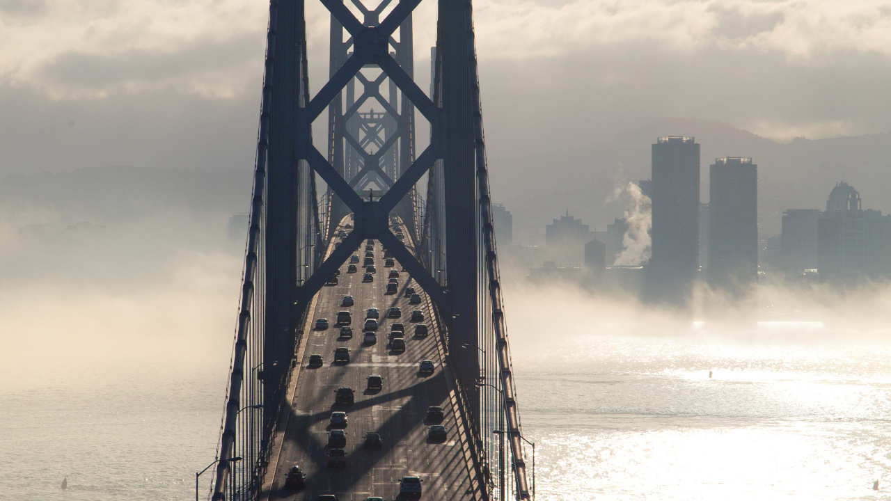 Обои Сан-Франциско-Окленд Бэй-Бридж, мост, СанФранциско, подвесной мост, тауэрский мост в разрешении 1280x720