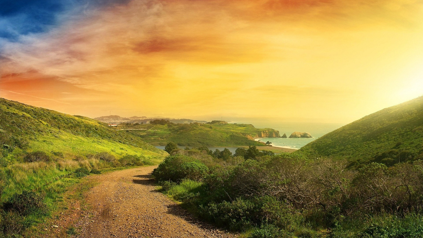 Обои природа, облако, нагорье, холм, небо в разрешении 1366x768