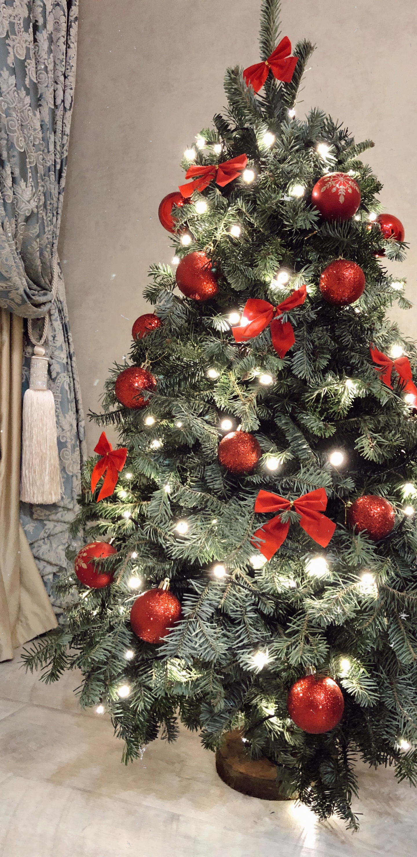 Обои елка, Рождественский день, ель, Рождественские украшения, дизайн интерьера в разрешении 1440x2960