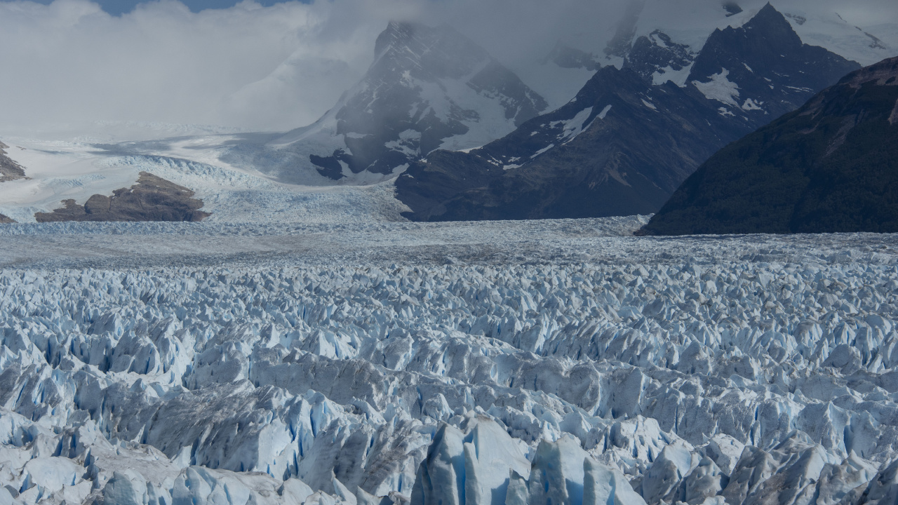 Обои ледник, айсберг, лед, ледниковое озеро, горный рельеф в разрешении 1280x720