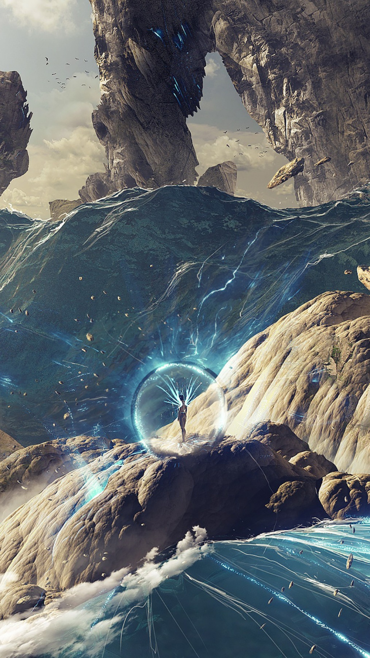 Обои арт, атмосфера, космос, рок, земля в разрешении 750x1334