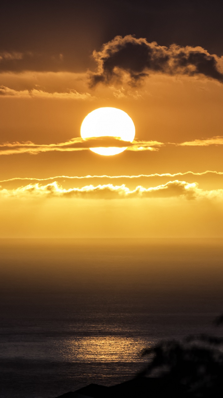 Обои закат, горизонт, солнце, восход солнца, море в разрешении 720x1280