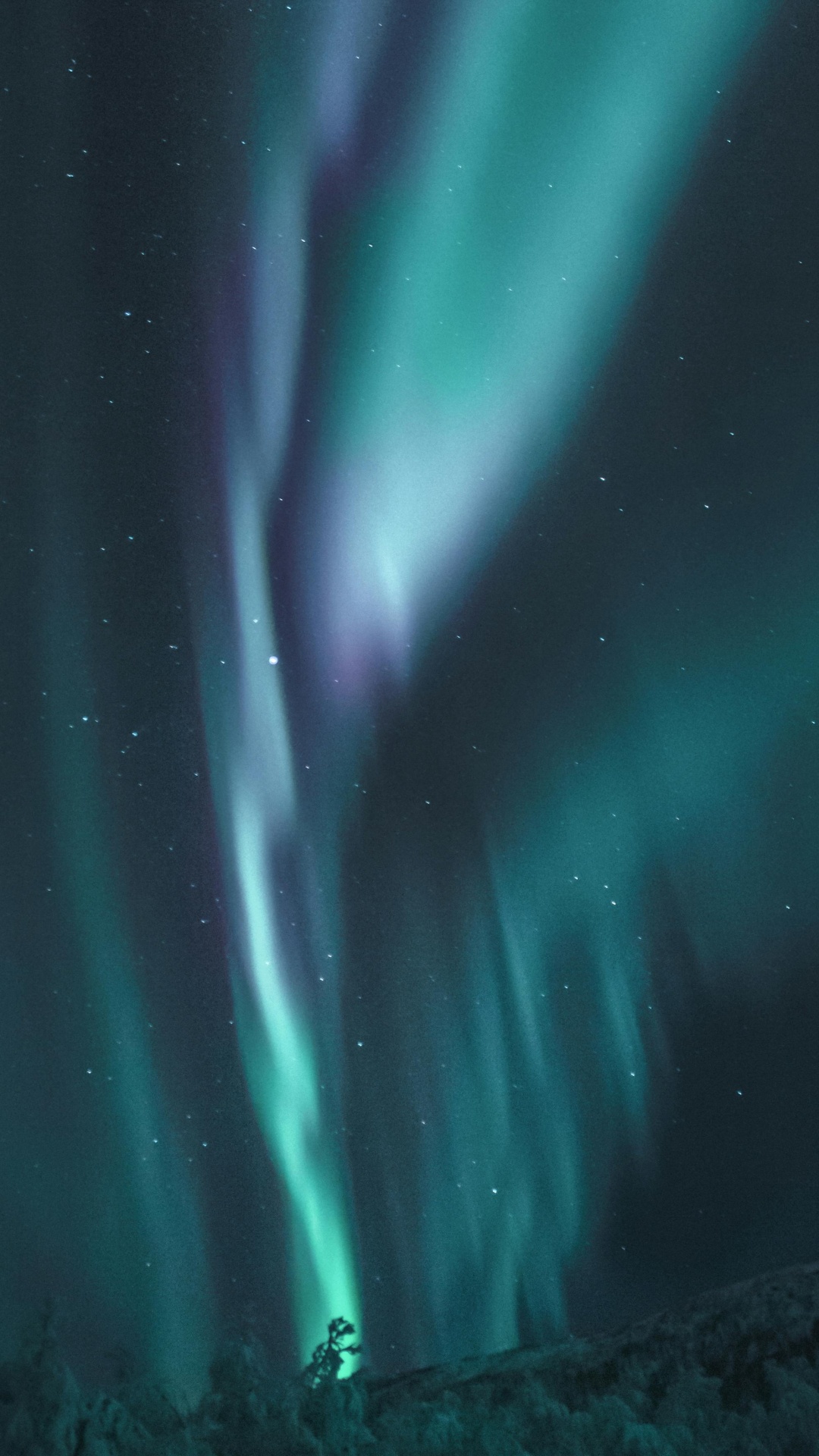 Обои сине-зеленый цвет ночного неба, Аврора, цветной, синий, ночное небо в разрешении 1080x1920