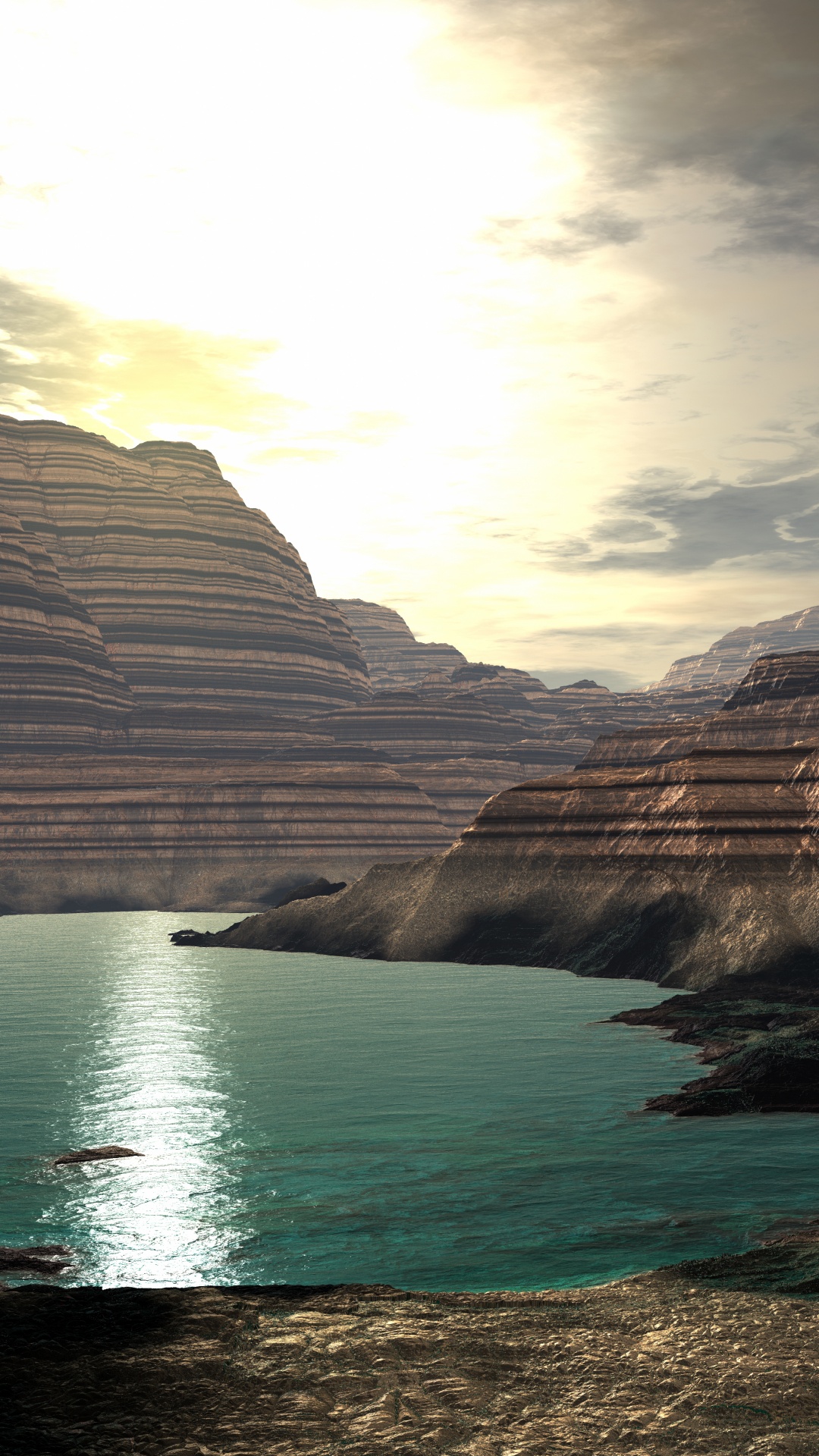 Обои облако, отражение, рок, гора, пустыня в разрешении 1080x1920