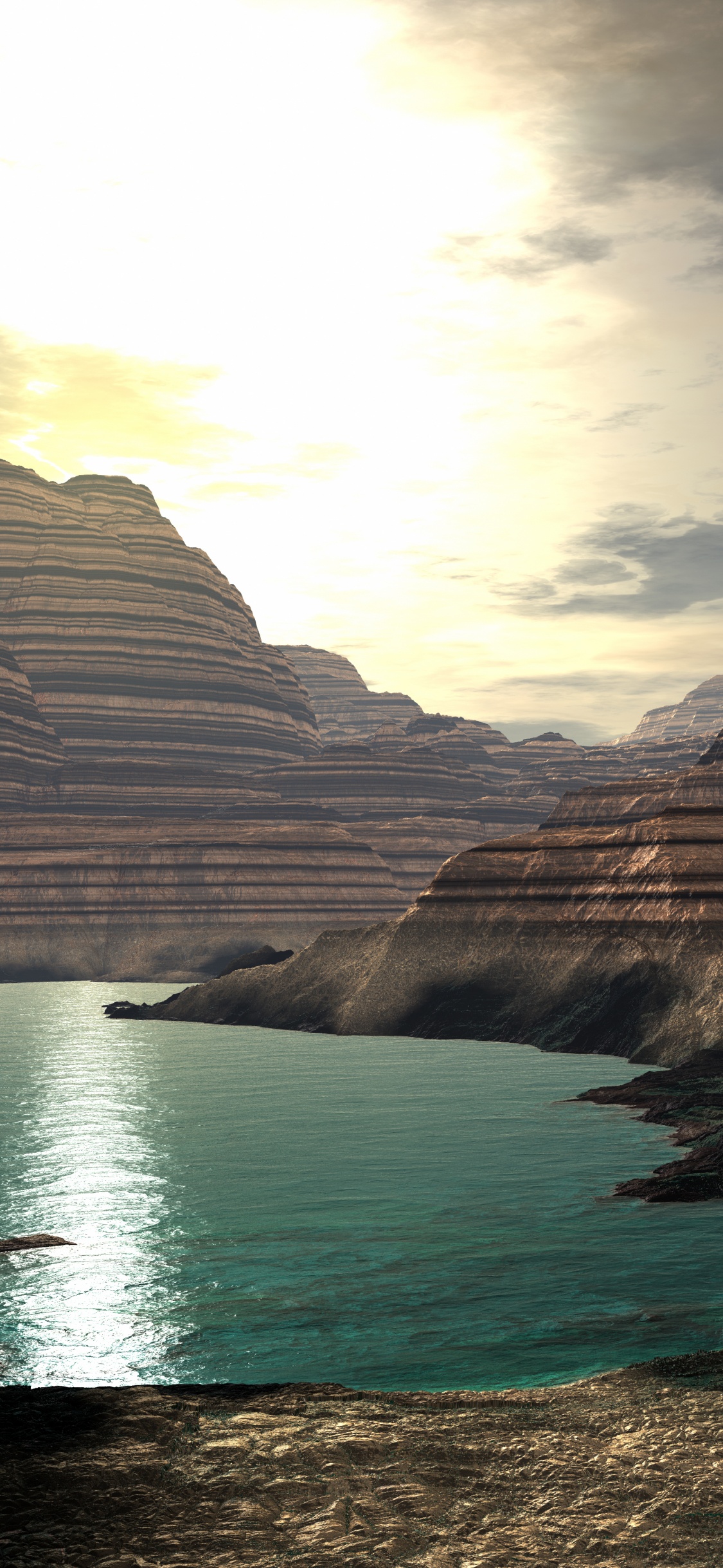 Обои облако, отражение, рок, гора, пустыня в разрешении 1125x2436