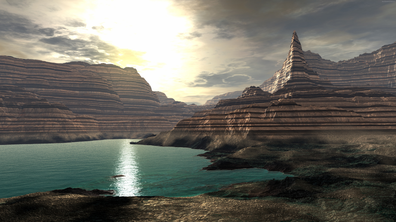 Обои облако, отражение, рок, гора, пустыня в разрешении 1366x768