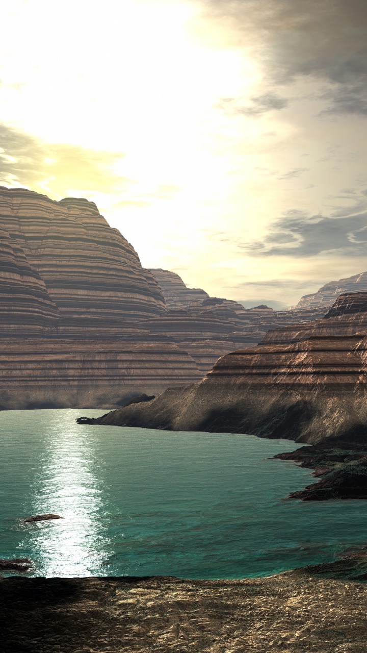 Обои облако, отражение, рок, гора, пустыня в разрешении 720x1280