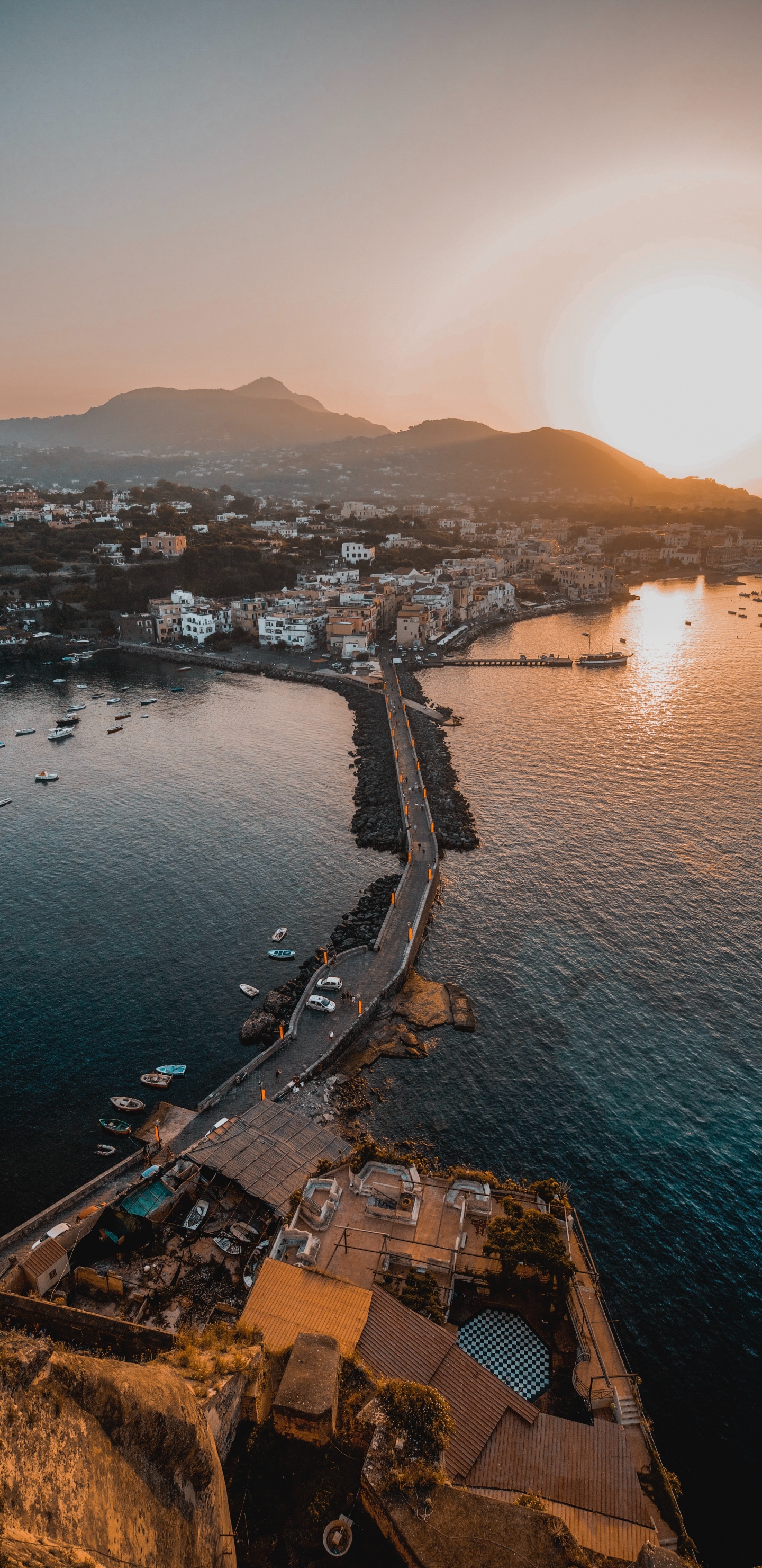 Обои закат, вода, гидроресурсы, море, побережье в разрешении 1440x2960