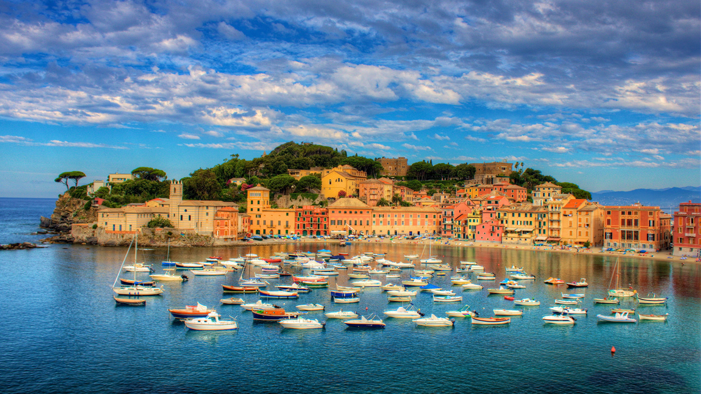 Обои Сестри Леванте, вода, гавань, море, водный путь в разрешении 1366x768