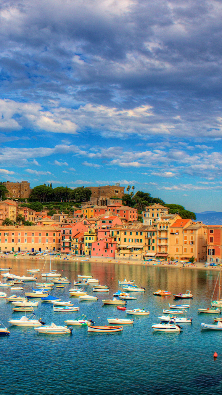 Обои Сестри Леванте, вода, гавань, море, водный путь в разрешении 750x1334