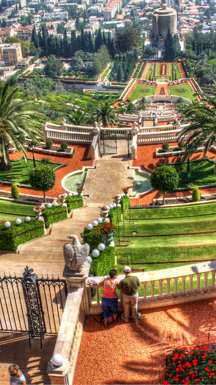 Обои Бах сады, Храм ББ, гора Кармель, пейзаж, Ботанический сад в разрешении 750x1334