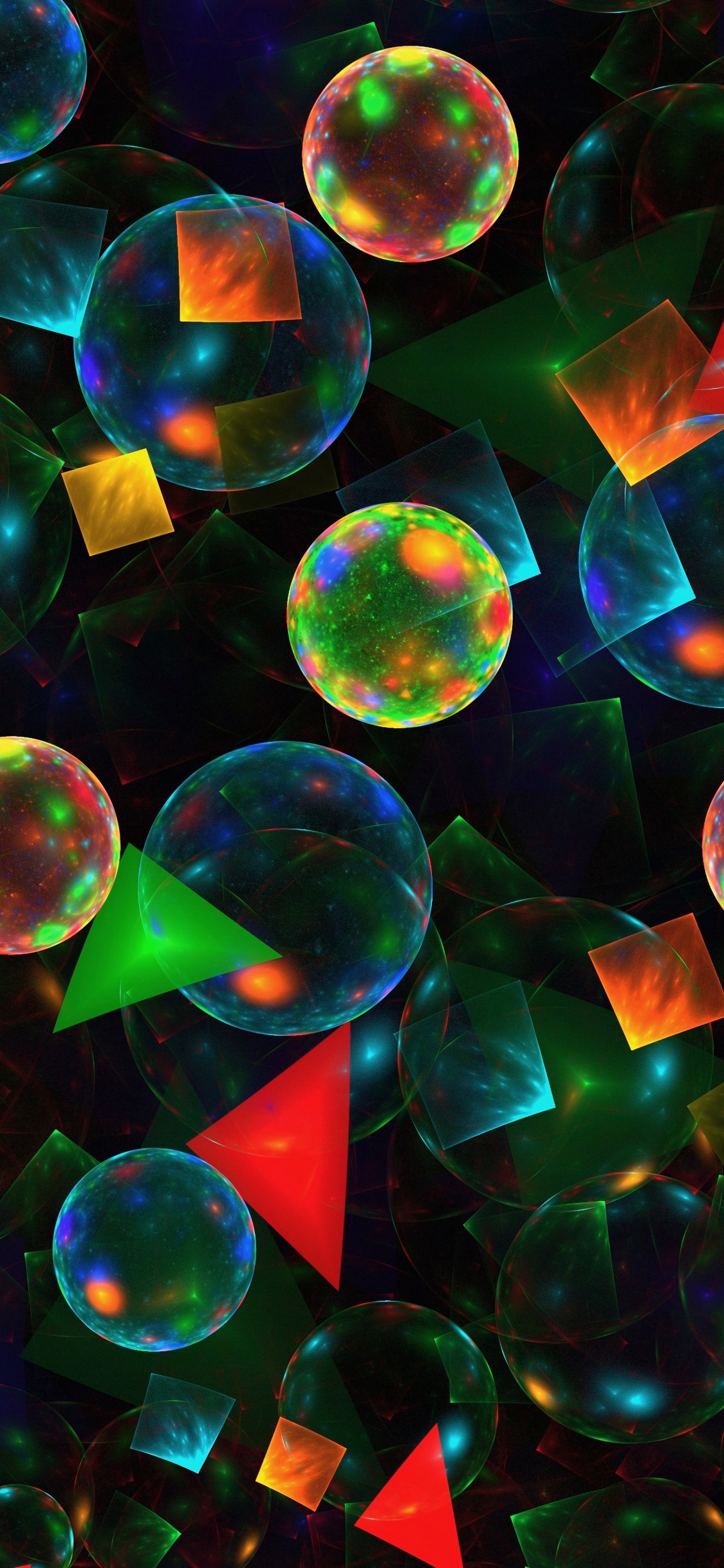 Обои круг, пространство, красочность, космос, свет в разрешении 1125x2436