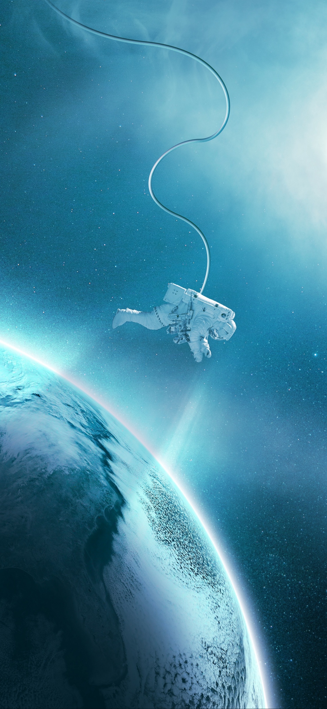 Обои космонавт, плавающий в космическом искусстве, астронавт, космос, арт, космическое пространство в разрешении 1125x2436