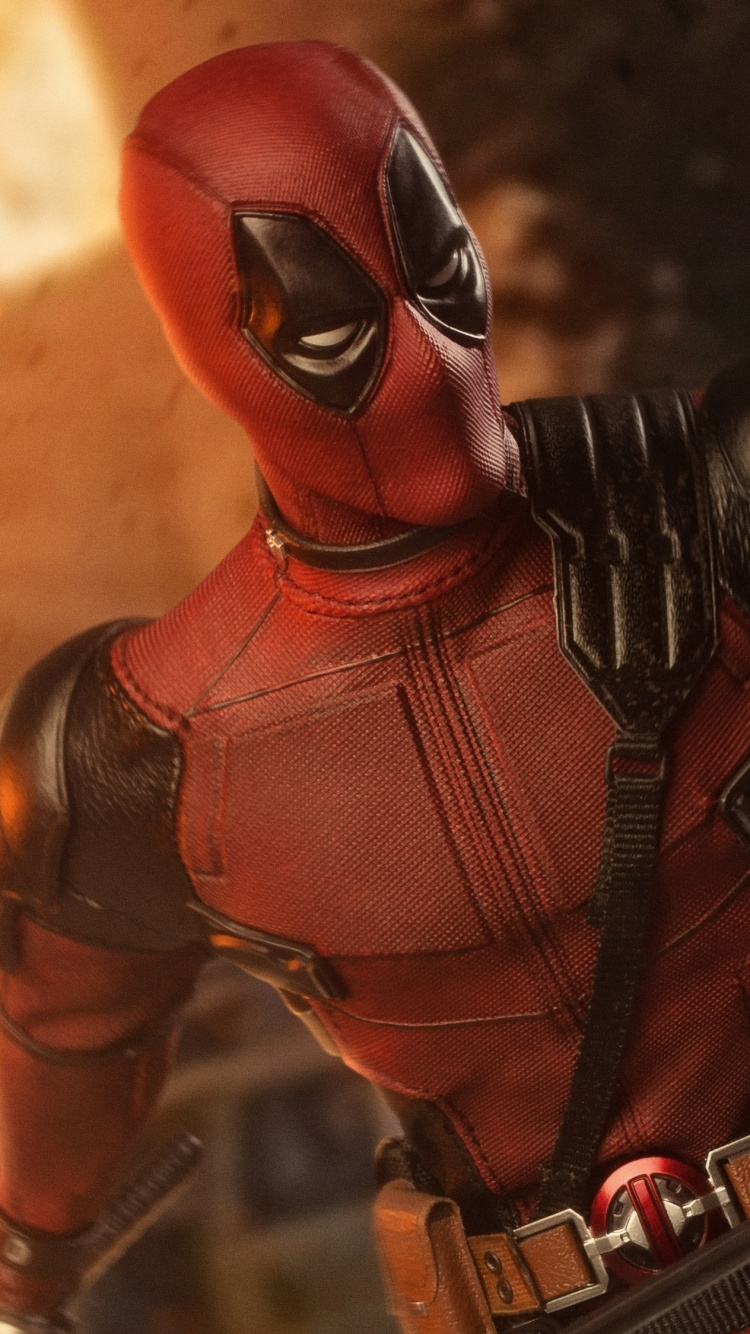 Обои дэдпул, супергерой, приключенческая игра, компьютерная игра, фигурка в разрешении 750x1334