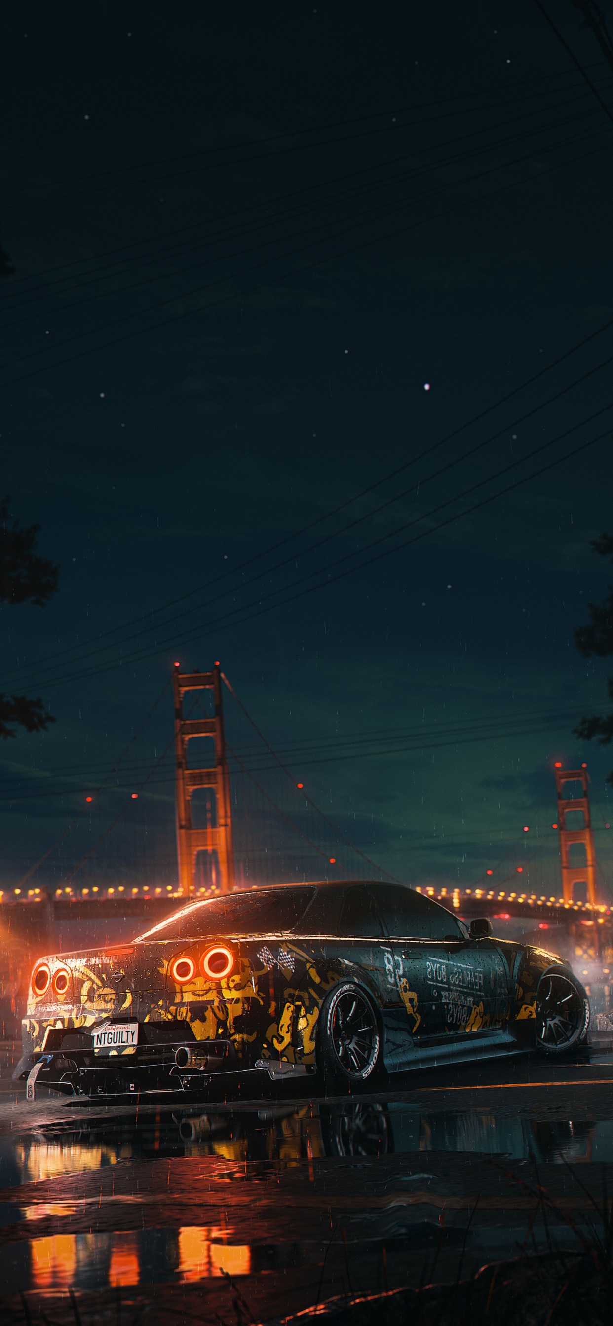 Обои арт, Ниссан, шина, колесо, атмосфера в разрешении 1242x2688