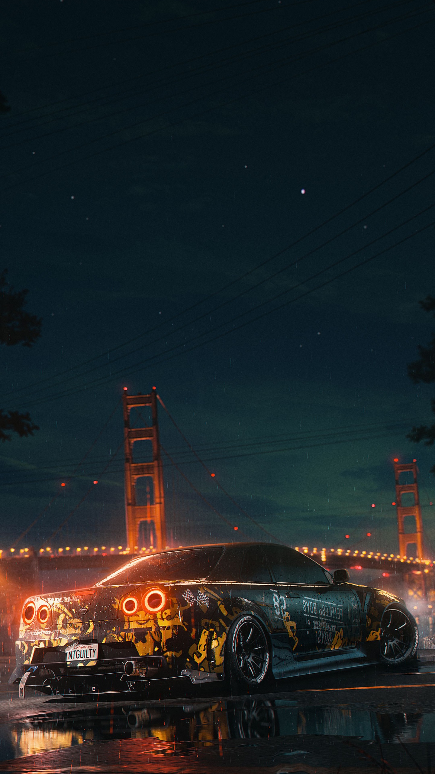 Обои арт, Ниссан, шина, колесо, атмосфера в разрешении 1440x2560