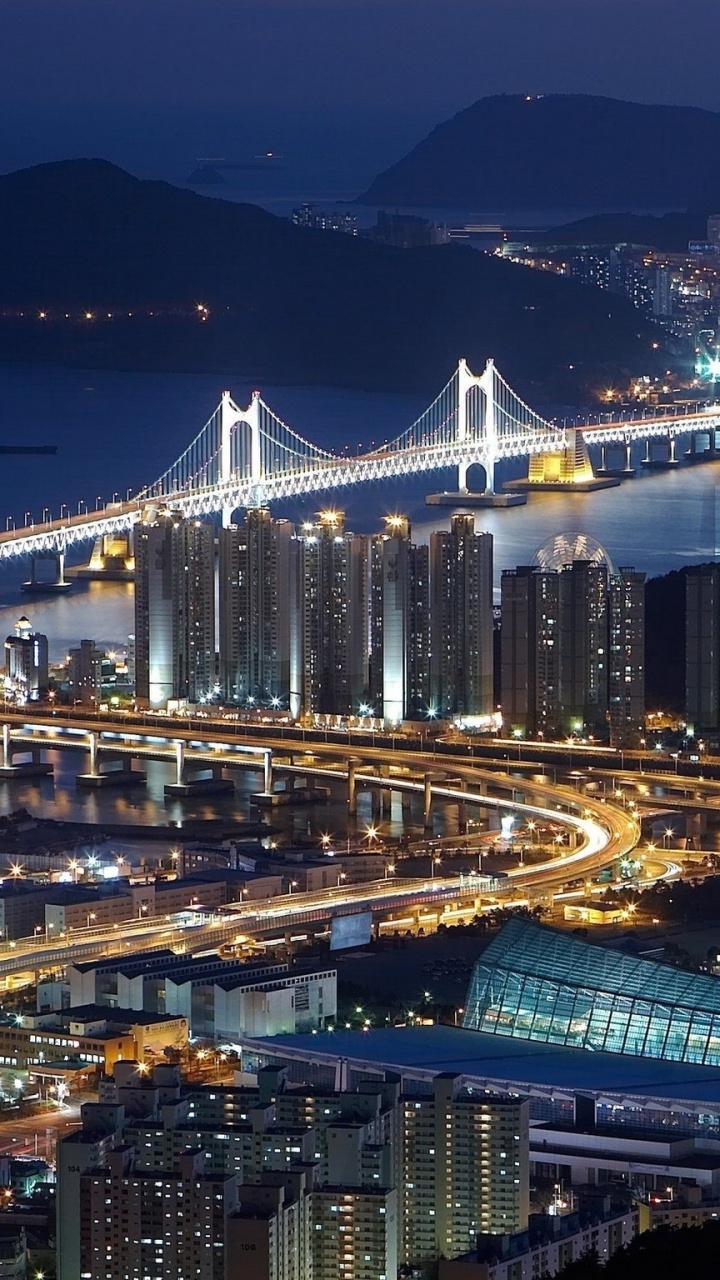 Обои городской пейзаж, город, городской район, ночь, метрополия в разрешении 720x1280