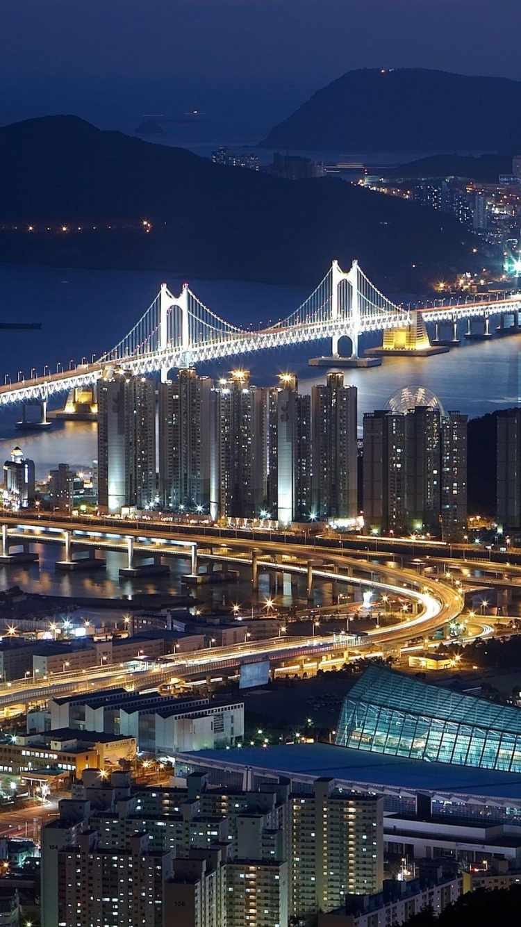 Обои городской пейзаж, город, городской район, ночь, метрополия в разрешении 750x1334