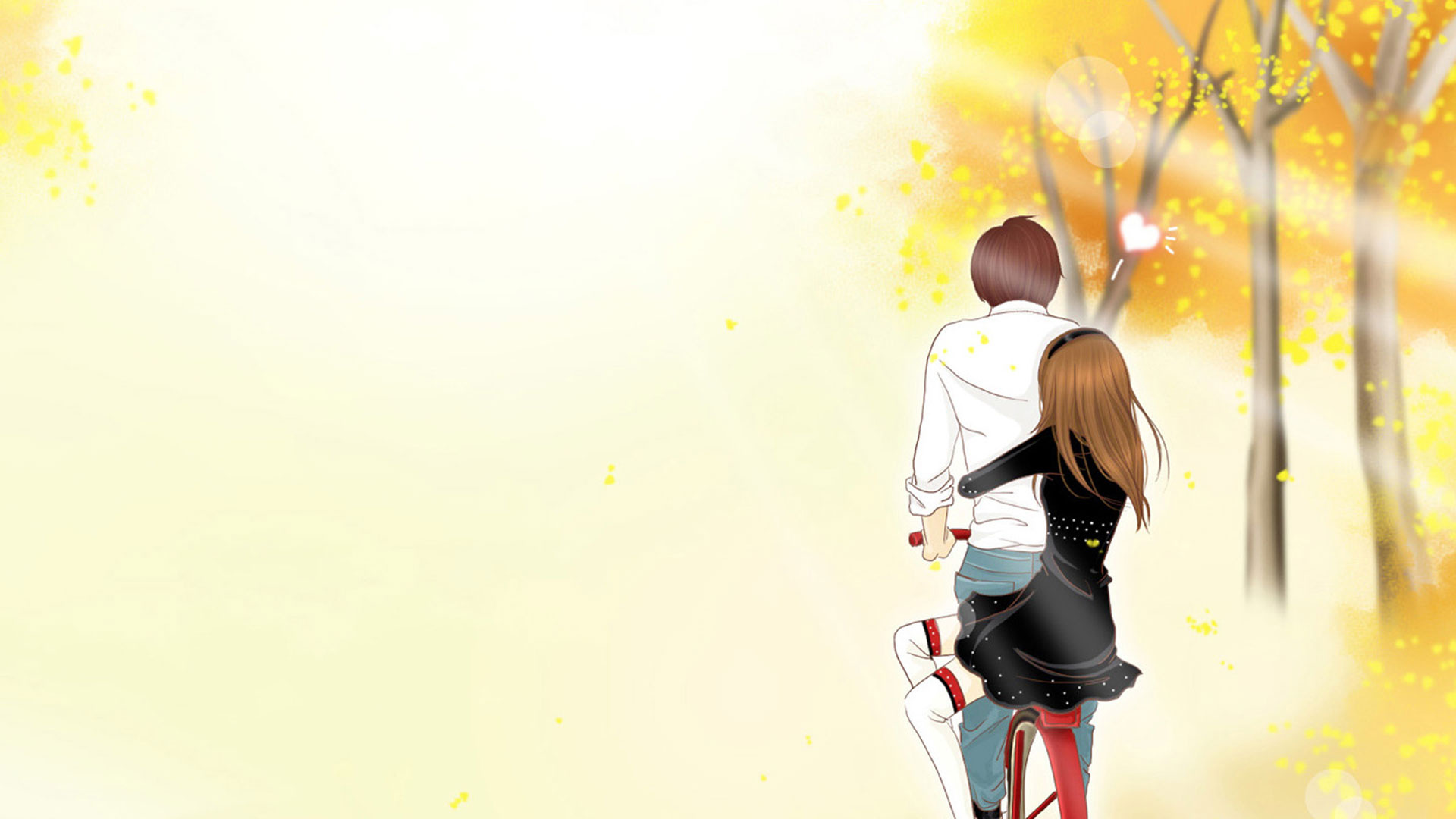 Обои романтическая анимация, роман, аниме, иллюстрация, желтый в разрешении 1920x1080