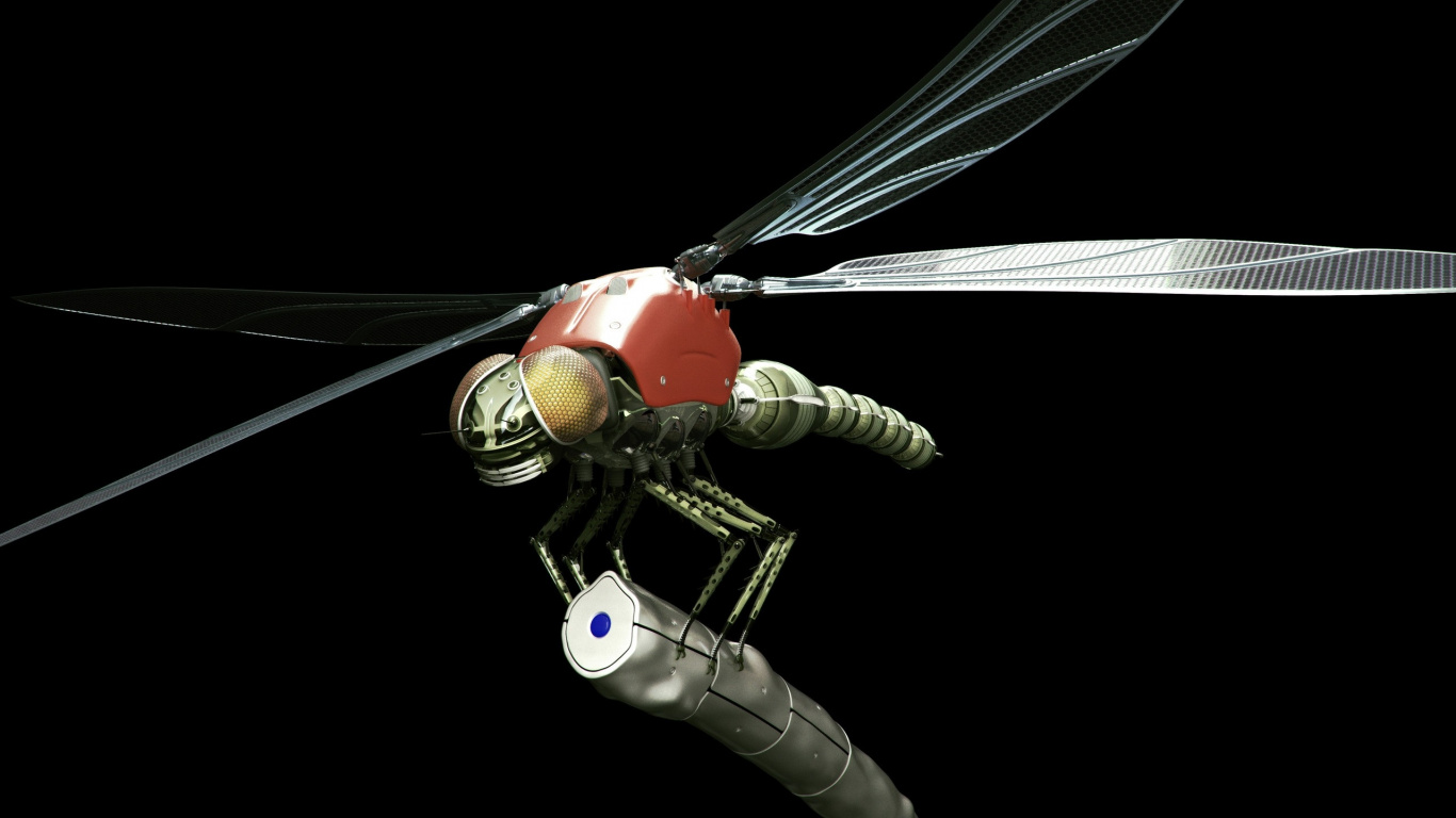 Обои робот, стрекозы и бабочки, крыло, машины, машина в разрешении 1366x768