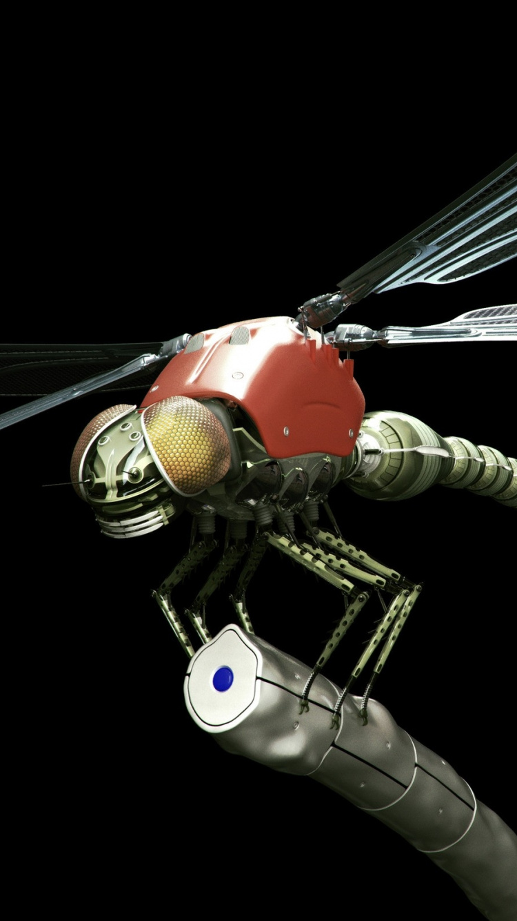 Обои робот, стрекозы и бабочки, крыло, машины, машина в разрешении 750x1334