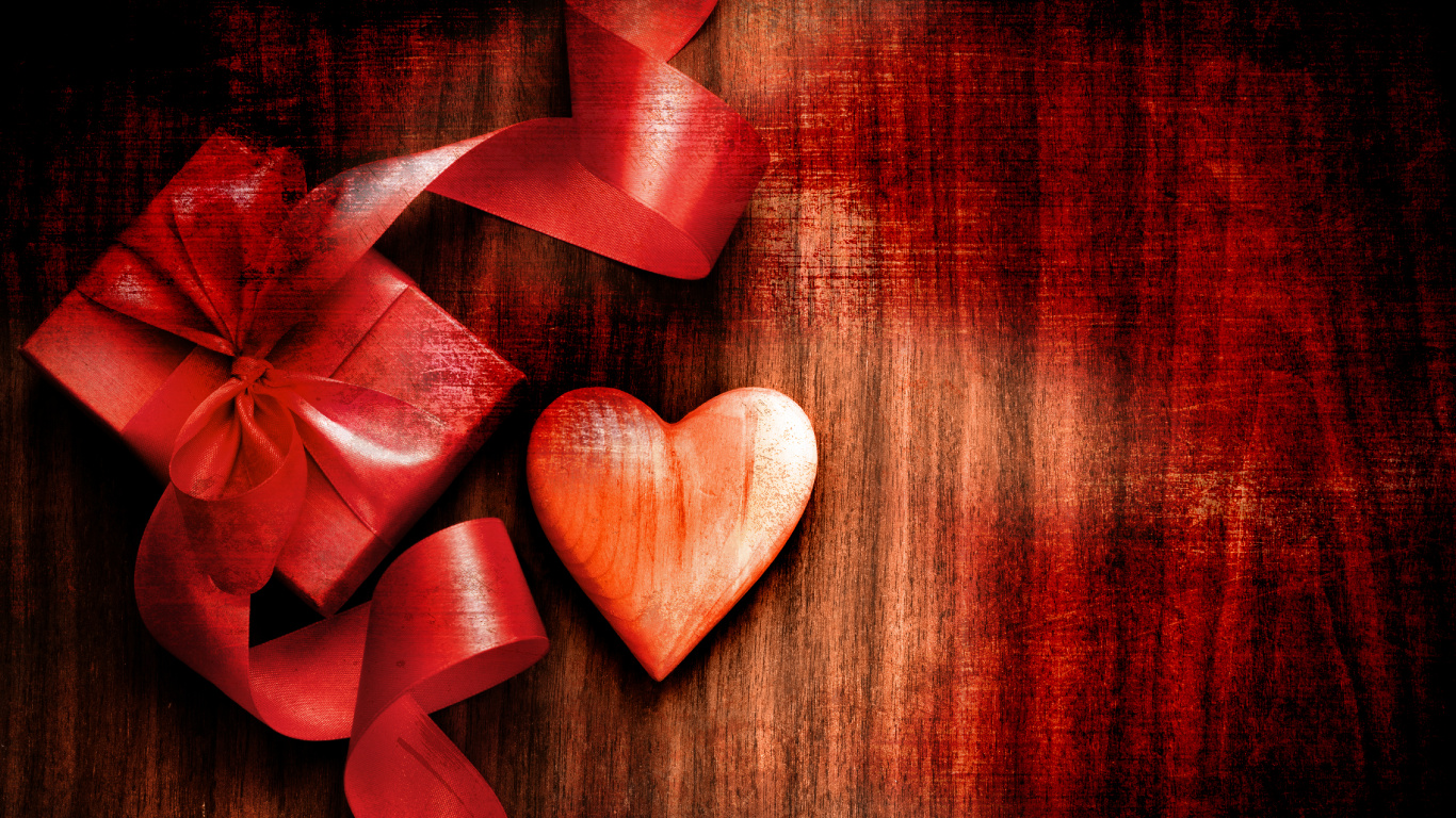 Обои День Святого Валентина, праздник, красный цвет, сердце, любовь в разрешении 1366x768