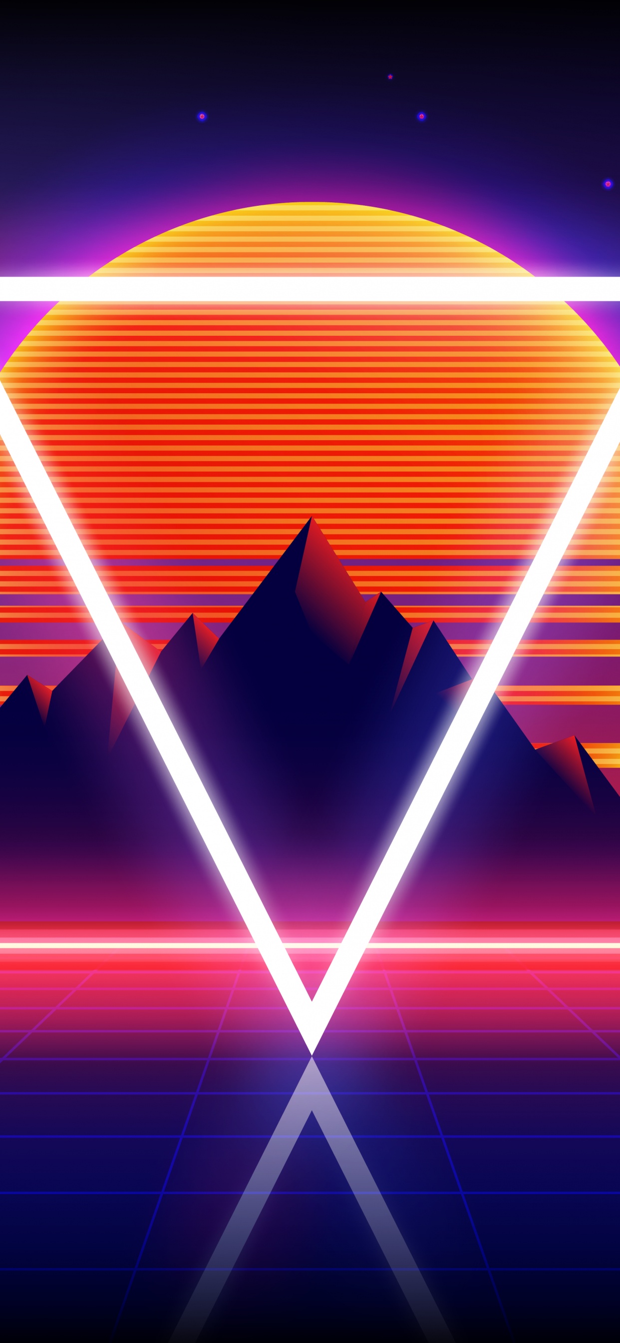Обои арт, Synthwave, мир, свет, пурпур в разрешении 1242x2688