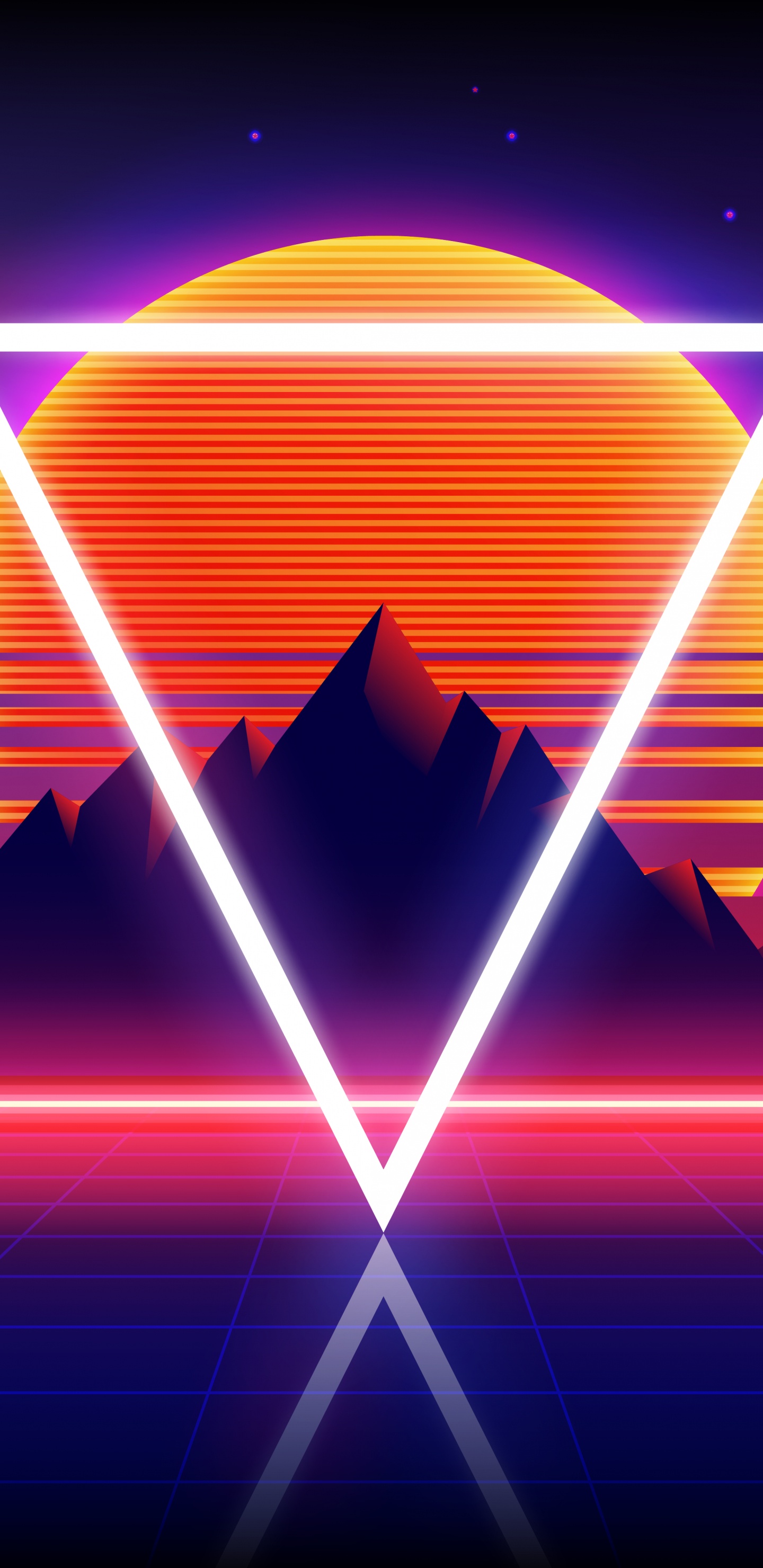 Обои арт, Synthwave, мир, свет, пурпур в разрешении 1440x2960