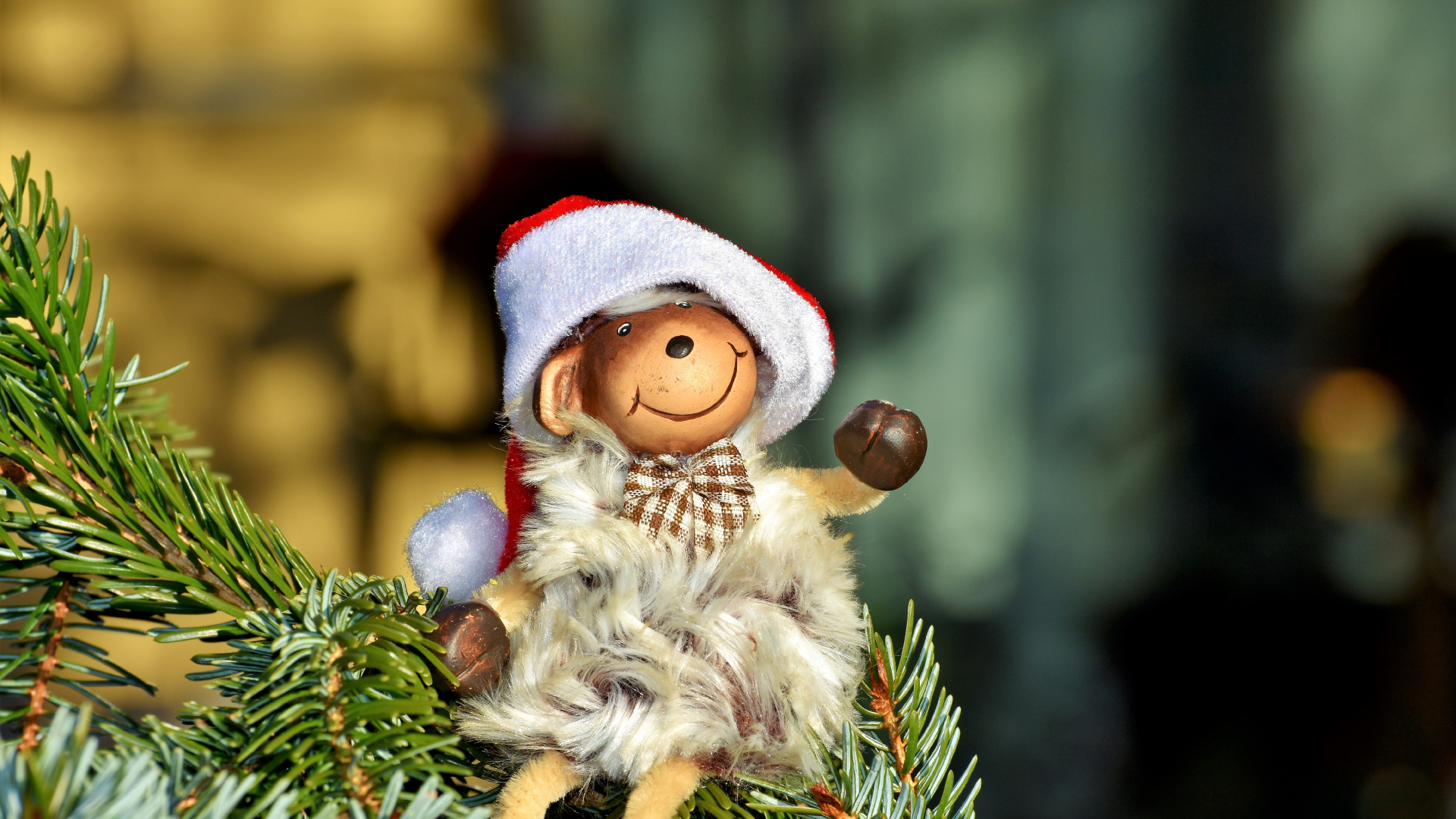 Обои Рождество, Рождественские украшения, праздник, орнамент, Санта-Клаус в разрешении 1920x1080