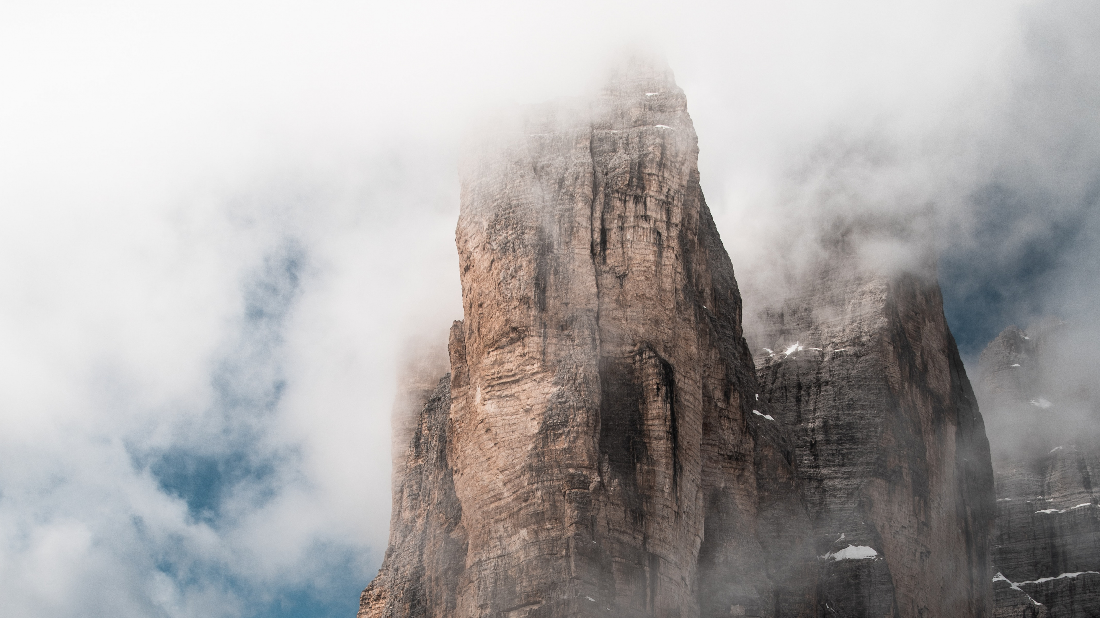 Обои гора, горный рельеф, снег, ледяная форма, зима в разрешении 3840x2160